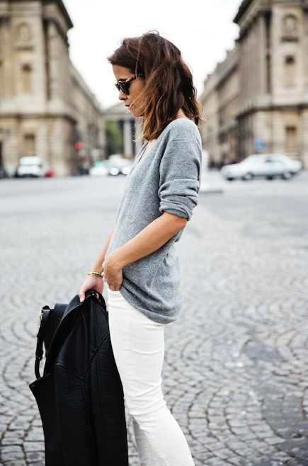 Grey-Sweater-White-Jeans