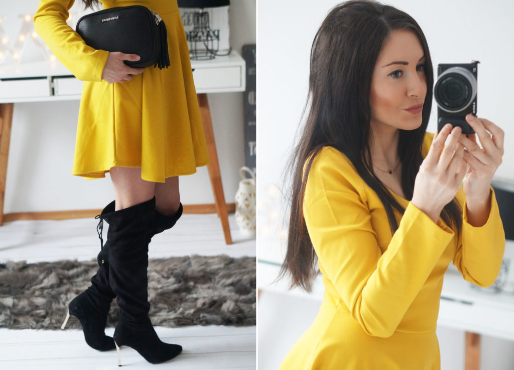 stylizacja w żółtej sukience