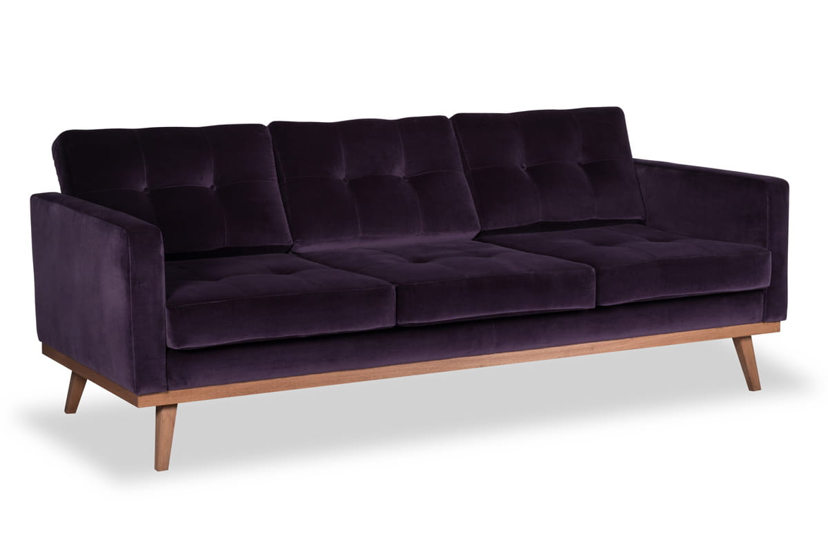 fioletowa sofa skandynawska