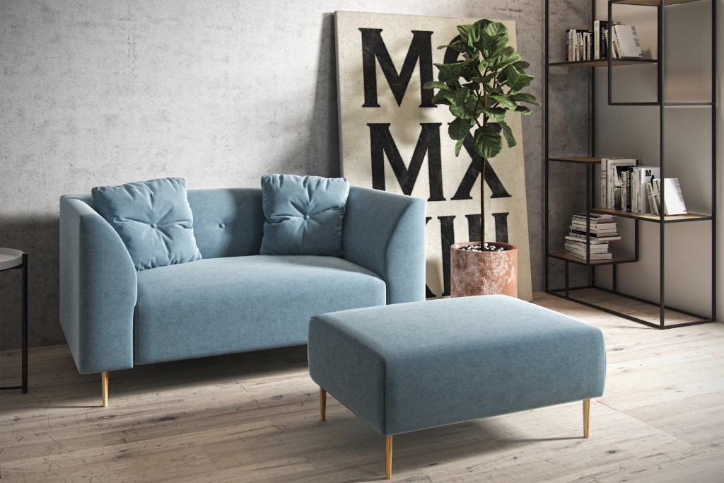 błękitna sofa skandynawska